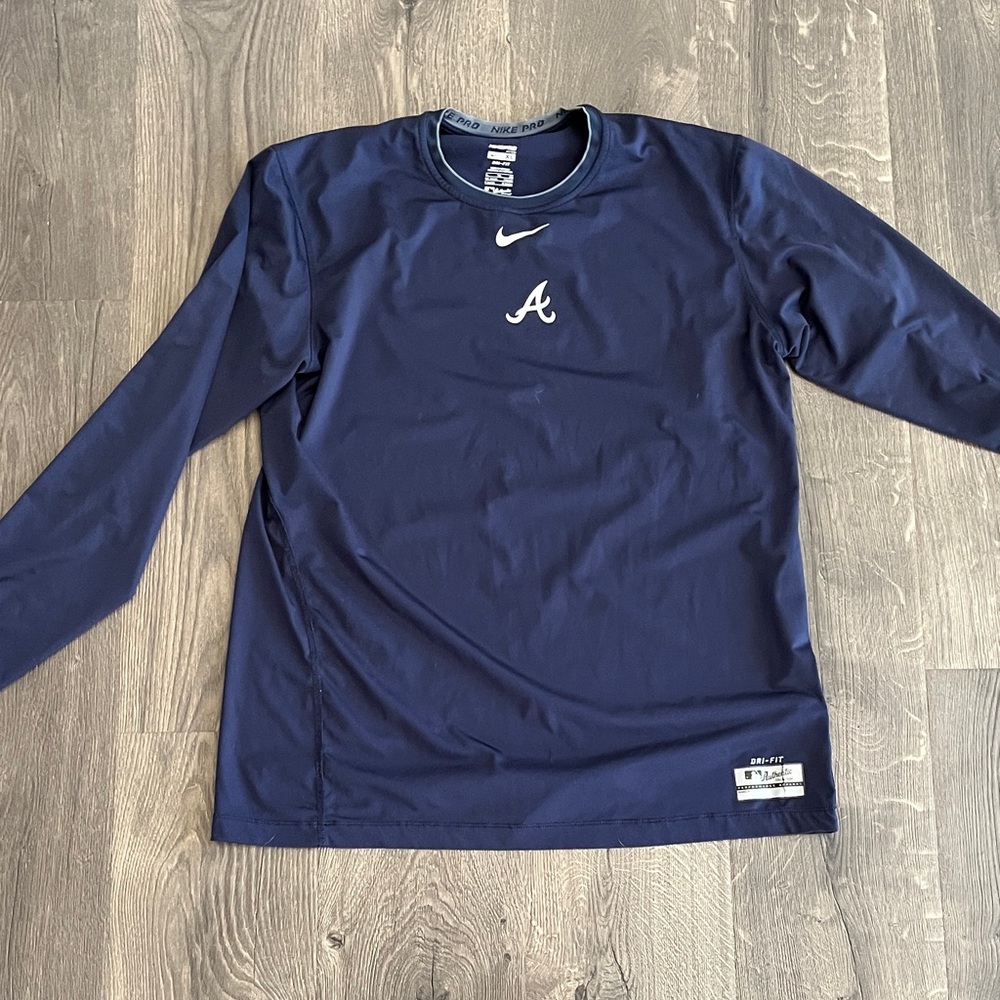 Atlanta Braves MLB Nike Pro Dark Blue Long Sleeve Top